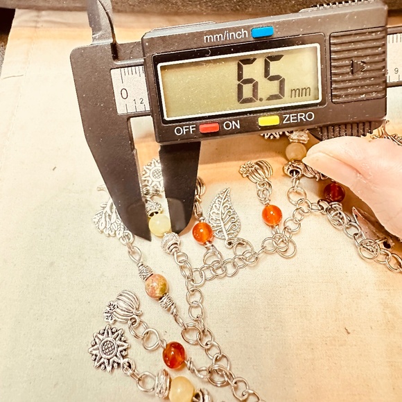 Stainless Steel Chain Bracelet Fall Charms & Crystal Beads Leaves Pumpkins Trees - Picture 9 of 15